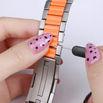 다면 고무 인레이 스테인리스 스틸 시계 밴드, 애플 워치 46mm / 49mm / 45mm / 44mm용, 애플 워치 42mm / 41mm / 40mm / 38mm용
