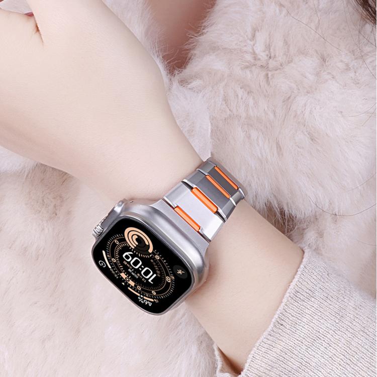 다면 고무 인레이 스테인리스 스틸 시계 밴드, 애플 워치 46mm / 49mm / 45mm / 44mm용, 애플 워치 42mm / 41mm / 40mm / 38mm용