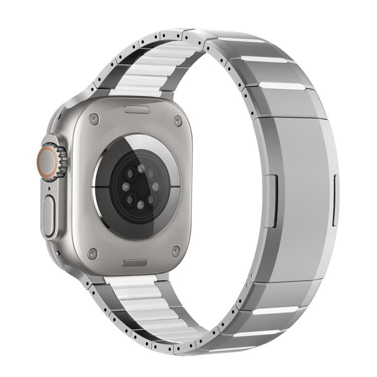 곡선형 투톤 사이드 릴리스 스테인리스 스틸 시계 밴드, 애플 워치 49mm / 46mm / 45mm / 44mm용, 애플 워치 42mm / 41mm / 40mm / 38mm용