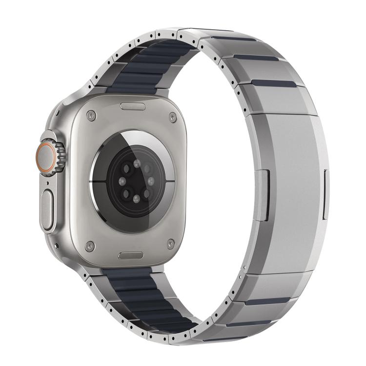 곡선형 투톤 사이드 릴리스 스테인리스 스틸 시계 밴드, 애플 워치 49mm / 46mm / 45mm / 44mm용, 애플 워치 42mm / 41mm / 40mm / 38mm용
