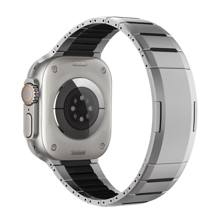 곡선형 투톤 사이드 릴리스 스테인리스 스틸 시계 밴드, 애플 워치 49mm / 46mm / 45mm / 44mm용, 애플 워치 42mm / 41mm / 40mm / 38mm용