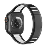 곡선형 투톤 사이드 릴리스 스테인리스 스틸 시계 밴드, 애플 워치 49mm / 46mm / 45mm / 44mm용, 애플 워치 42mm / 41mm / 40mm / 38mm용