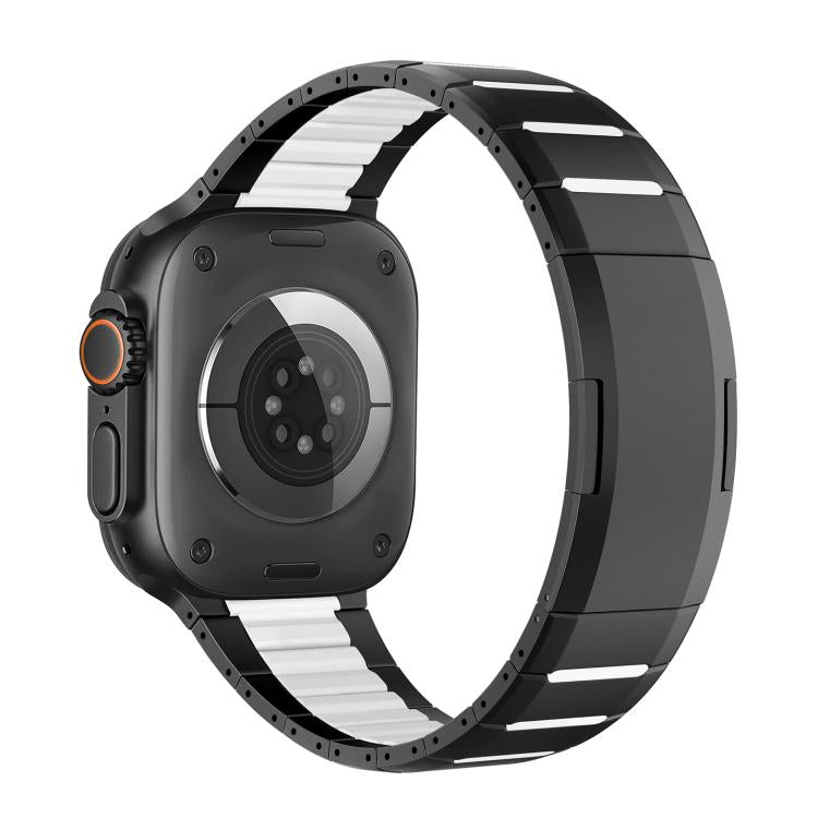 곡선형 투톤 사이드 릴리스 스테인리스 스틸 시계 밴드, 애플 워치 49mm / 46mm / 45mm / 44mm용, 애플 워치 42mm / 41mm / 40mm / 38mm용