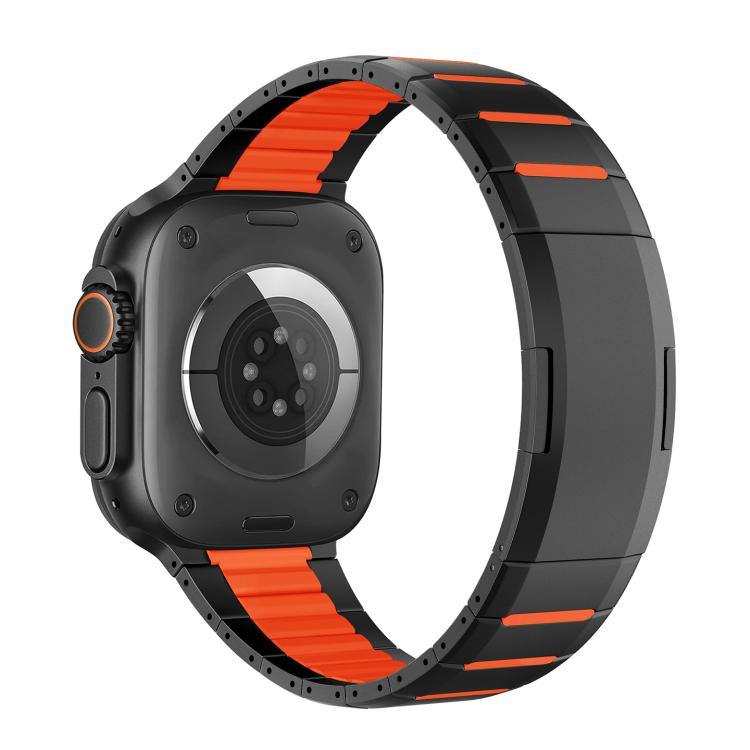 곡선형 투톤 사이드 릴리스 스테인리스 스틸 시계 밴드, 애플 워치 49mm / 46mm / 45mm / 44mm용, 애플 워치 42mm / 41mm / 40mm / 38mm용