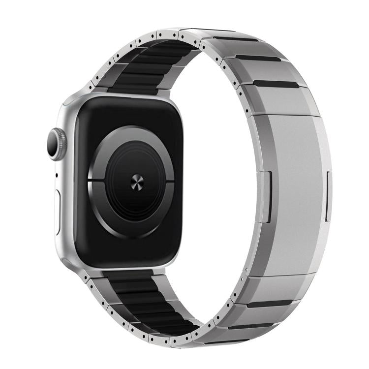 곡선형 투톤 사이드 릴리스 스테인리스 스틸 시계 밴드, 애플 워치 49mm / 46mm / 45mm / 44mm용, 애플 워치 42mm / 41mm / 40mm / 38mm용