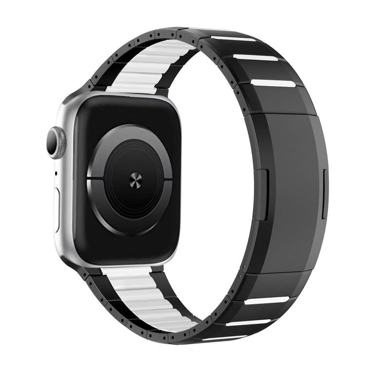 곡선형 투톤 사이드 릴리스 스테인리스 스틸 시계 밴드, 애플 워치 49mm / 46mm / 45mm / 44mm용, 애플 워치 42mm / 41mm / 40mm / 38mm용