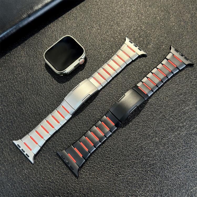 곡선형 투톤 사이드 릴리스 스테인리스 스틸 시계 밴드, 애플 워치 49mm / 46mm / 45mm / 44mm용, 애플 워치 42mm / 41mm / 40mm / 38mm용