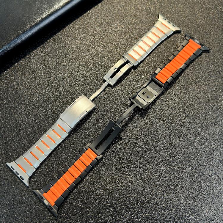 곡선형 투톤 사이드 릴리스 스테인리스 스틸 시계 밴드, 애플 워치 49mm / 46mm / 45mm / 44mm용, 애플 워치 42mm / 41mm / 40mm / 38mm용
