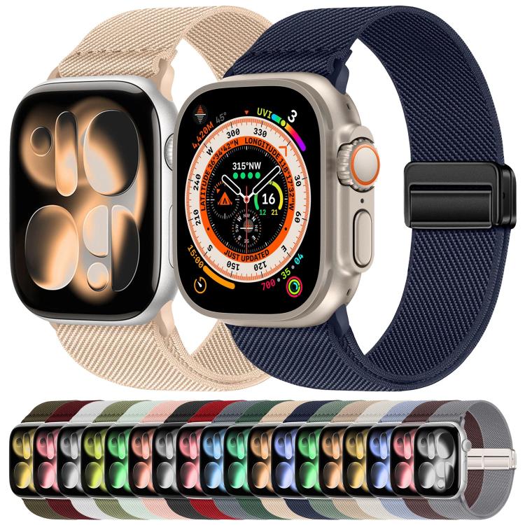 더블 마그네틱 버클 탄성 나일론 시계 밴드, 애플 워치 49mm / 46mm / 45mm / 44mm용, 애플 워치 42mm / 41mm / 40mm / 38mm용