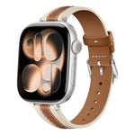 복합 스티칭 천연 가죽 시계 밴드, 애플 워치 46mm / 49mm / 45mm / 44mm용, 애플 워치 42mm / 41mm / 40mm / 38mm용