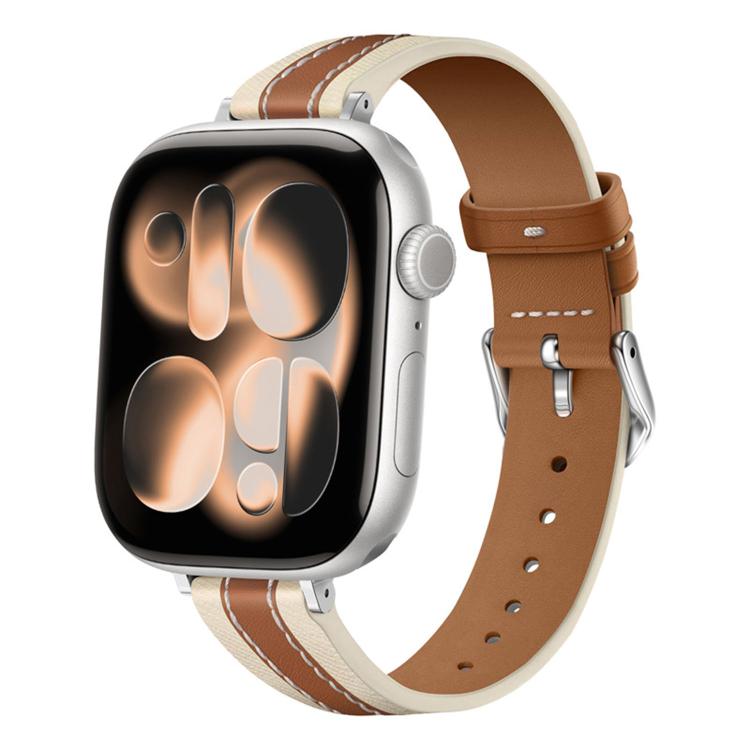복합 스티칭 천연 가죽 시계 밴드, 애플 워치 46mm / 49mm / 45mm / 44mm용, 애플 워치 42mm / 41mm / 40mm / 38mm용