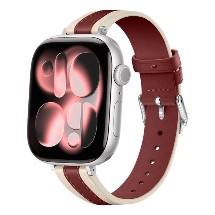 복합 스티칭 천연 가죽 시계 밴드, 애플 워치 46mm / 49mm / 45mm / 44mm용, 애플 워치 42mm / 41mm / 40mm / 38mm용