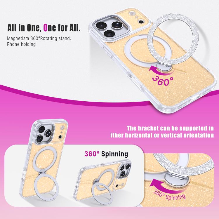Starry Glitter Magnetic Holder Phone Case, For iPhone 18 Pro / 17 Pro, For iPhone 18 Pro Max / 17 Pro Max, For iPhone 17