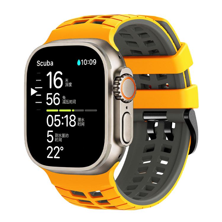 더블 홀 투 컬러 타이어 텍스처 실리콘 시계 밴드, Apple Watch 49mm / 46mm / 45mm / 44mm용