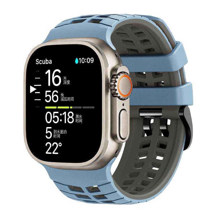 더블 홀 투 컬러 타이어 텍스처 실리콘 시계 밴드, Apple Watch 49mm / 46mm / 45mm / 44mm용