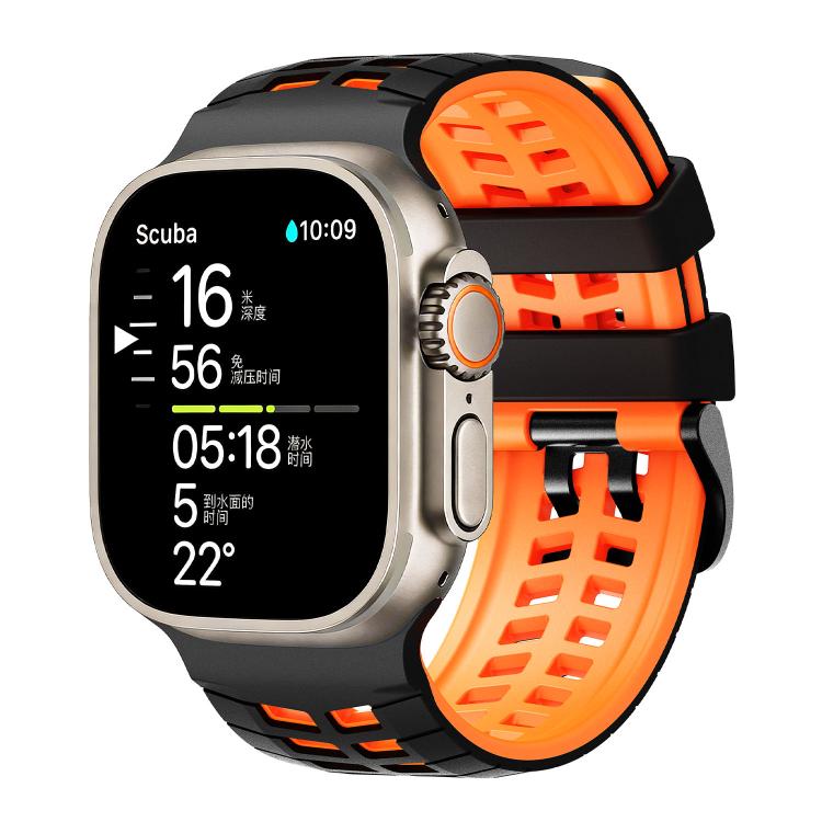 더블 홀 투 컬러 타이어 텍스처 실리콘 시계 밴드, Apple Watch 49mm / 46mm / 45mm / 44mm용