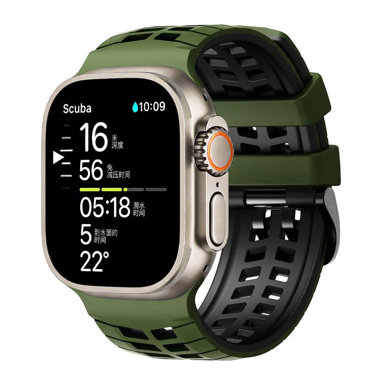 더블 홀 투 컬러 타이어 텍스처 실리콘 시계 밴드, Apple Watch 49mm / 46mm / 45mm / 44mm용