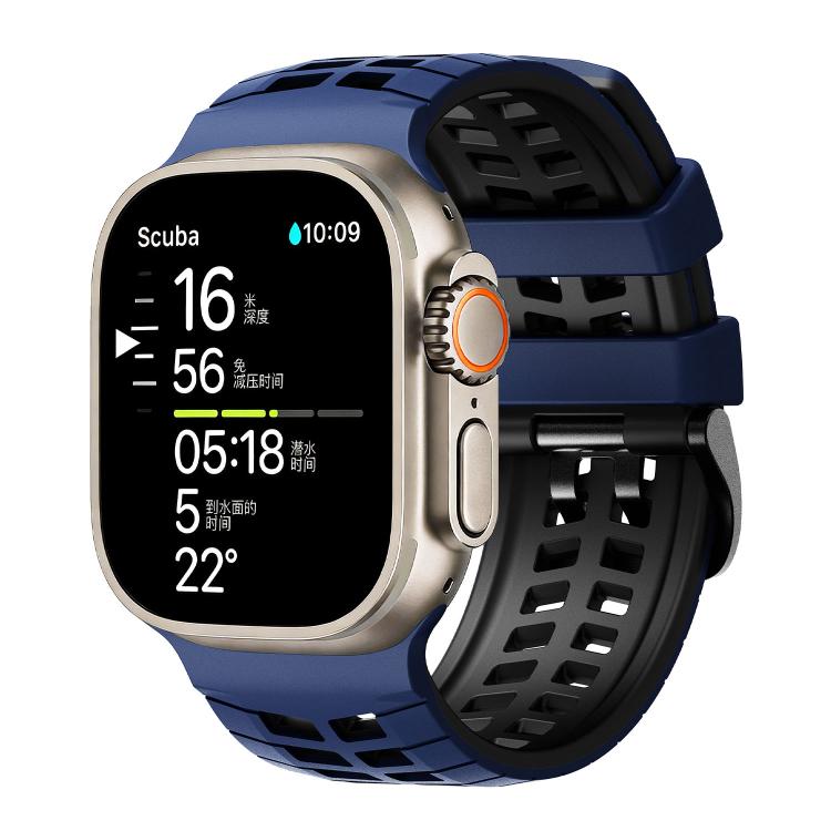 더블 홀 투 컬러 타이어 텍스처 실리콘 시계 밴드, Apple Watch 49mm / 46mm / 45mm / 44mm용