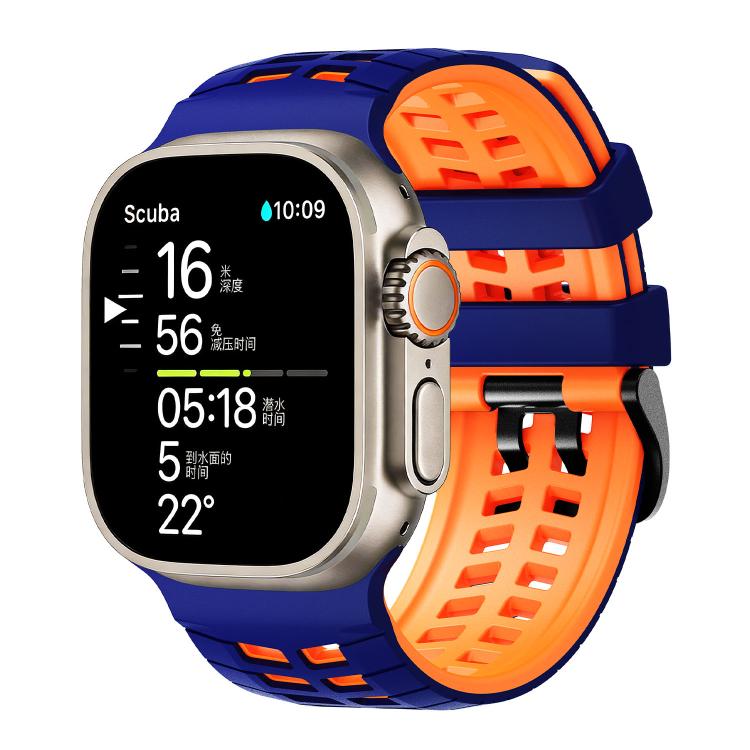 더블 홀 투 컬러 타이어 텍스처 실리콘 시계 밴드, Apple Watch 49mm / 46mm / 45mm / 44mm용