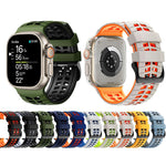 더블 홀 투 컬러 타이어 텍스처 실리콘 시계 밴드, Apple Watch 49mm / 46mm / 45mm / 44mm용