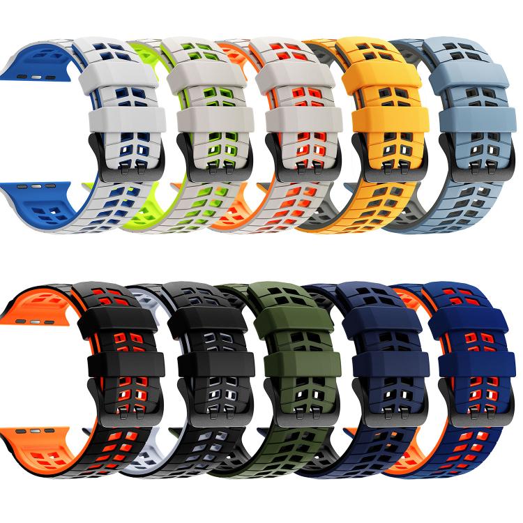 더블 홀 투 컬러 타이어 텍스처 실리콘 시계 밴드, Apple Watch 49mm / 46mm / 45mm / 44mm용