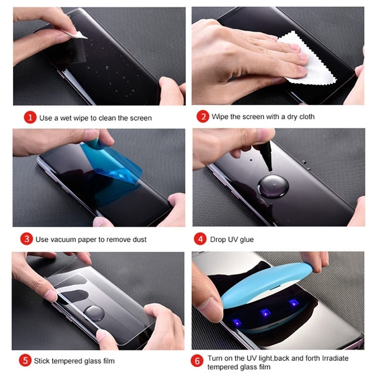UV 액체 곡면 풀 글루 풀 스크린 강화유리, 갤럭시 S8(1개), 갤럭시 S8 PLUS(1개), 갤럭시 S9(1개), 갤럭시 S9+(1개), 갤럭시 노트 8, 갤럭시 노트 9, 갤럭시 S10 5G(1개), 화웨이 P20 라이트, 화웨이 P30용