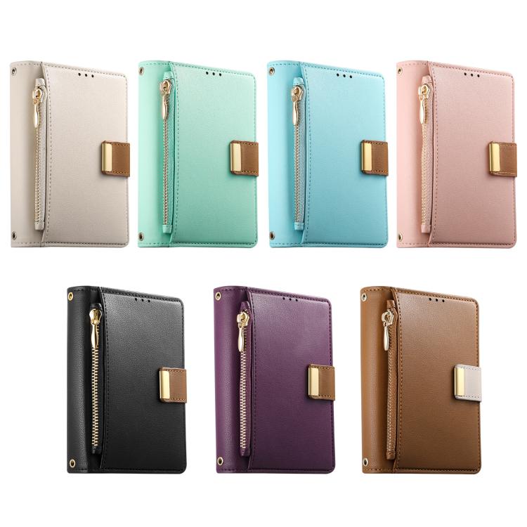 Buckle Zipper Wallet Leather Phone Case, For iPhone Duo