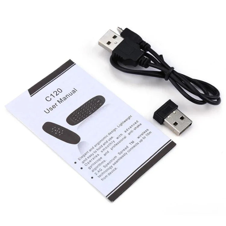 C120 2.4G 미니 키보드 무선 리모컨 마우스, 3-자이로 & 3-중력 센서 탑재, PC / HTPC / IPTV / 스마트 TV 및 안드로이드 TV 박스 등용