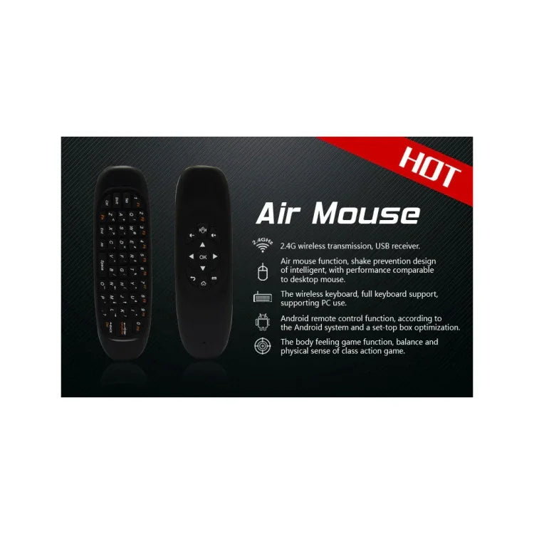 C120 2.4G 미니 키보드 무선 리모컨 마우스, 3-자이로 & 3-중력 센서 탑재, PC / HTPC / IPTV / 스마트 TV 및 안드로이드 TV 박스 등용