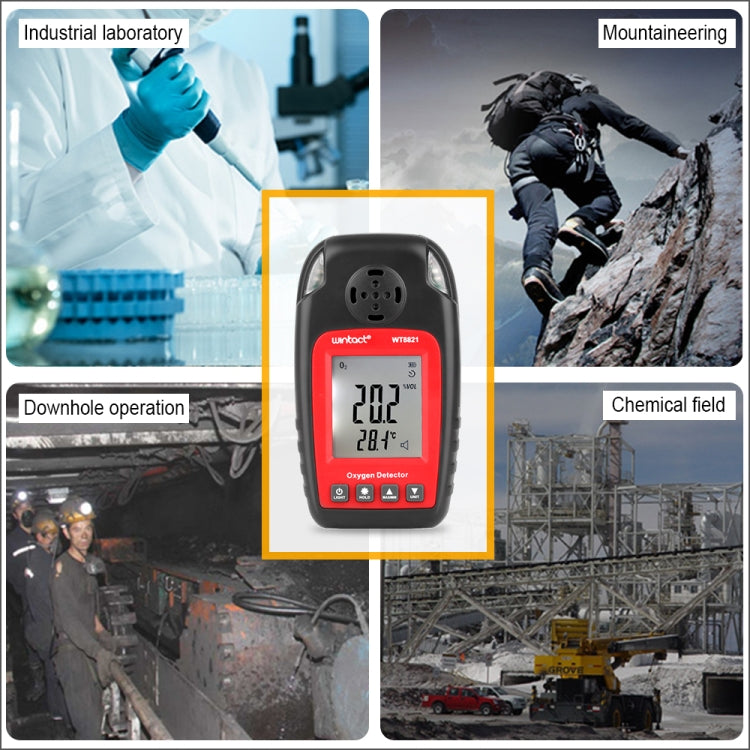 WINTACT WT8821 산소 감지기 독립형 산소 가스 센서 경고 고감도 중독 알람 감지기, WT8821