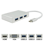 USB C to HDMI VGA USB 허브 어댑터 5-in-1 USB 3.1 컨버터, 맥북, 크롬북 픽셀, 화웨이 메이트북용, HDMI+VGA+3xUSB3.0 to 타입-C
