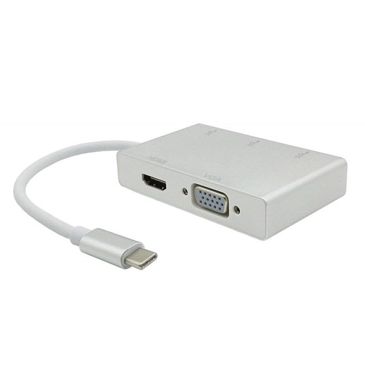 USB C to HDMI VGA USB 허브 어댑터 5-in-1 USB 3.1 컨버터, 맥북, 크롬북 픽셀, 화웨이 메이트북용, HDMI+VGA+3xUSB3.0 to 타입-C