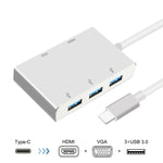 USB C to HDMI VGA USB 허브 어댑터 5-in-1 USB 3.1 컨버터, 맥북, 크롬북 픽셀, 화웨이 메이트북용, HDMI+VGA+3xUSB3.0 to 타입-C