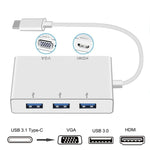 USB C to HDMI VGA USB 허브 어댑터 5-in-1 USB 3.1 컨버터, 맥북, 크롬북 픽셀, 화웨이 메이트북용, HDMI+VGA+3xUSB3.0 to 타입-C