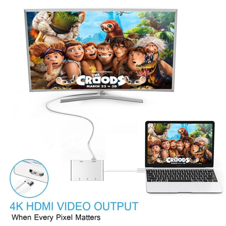 USB C to HDMI VGA USB 허브 어댑터 5-in-1 USB 3.1 컨버터, 맥북, 크롬북 픽셀, 화웨이 메이트북용, HDMI+VGA+3xUSB3.0 to 타입-C