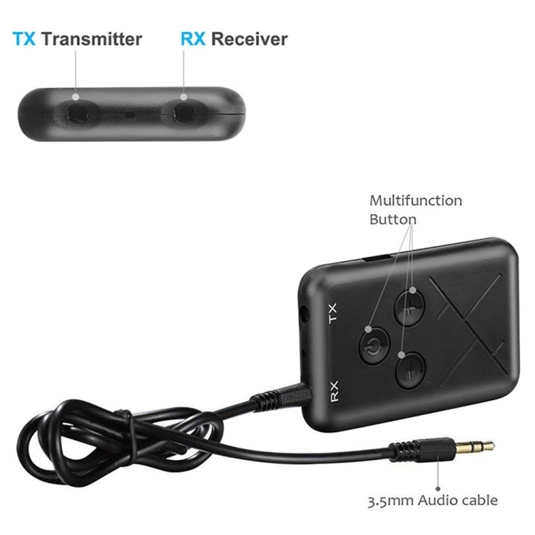 JDEX-TX10 무선 2-in-1 3.5mm 블루투스 4.2 오디오 리시버 및 트랜스미터 어댑터, JDEX-TX10