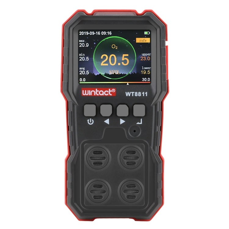 WINTACT WT8811 복합 가스 모니터 LCD 디스플레이 충전식 다기능 4-in-1 가연성 O2 H2S CO 가스 센서 음광 진동 알람