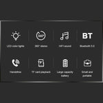 C7 블루투스 5.0 스피커 투명 LED 발광 서브우퍼 TWS 6D 서라운드 HIFI 스테레오 쿨 오디오, C7