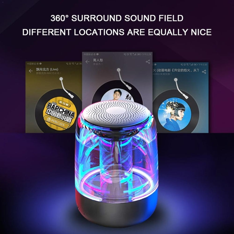 C7 블루투스 5.0 스피커 투명 LED 발광 서브우퍼 TWS 6D 서라운드 HIFI 스테레오 쿨 오디오, C7