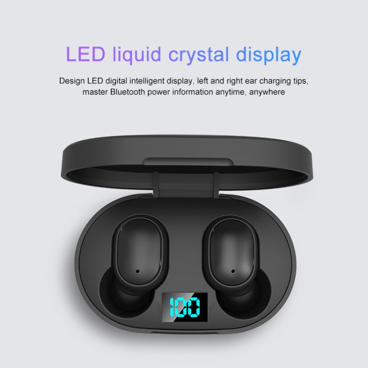 E6S LED 디스플레이 무선 이어폰 TWS 블루투스 V5.3 헤드셋 방수 블루투스 이어버드, E6S (블랙)