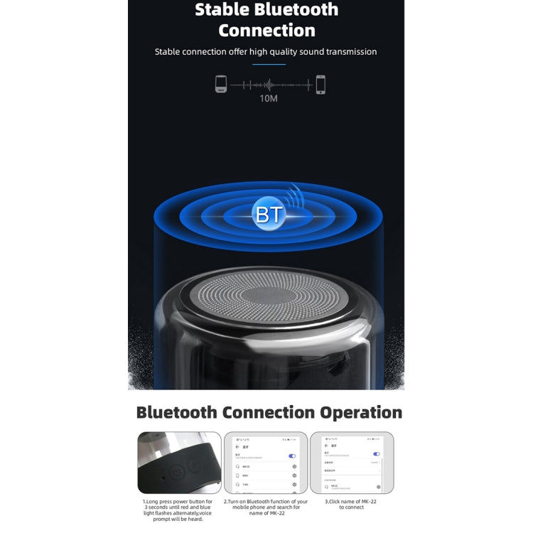 Fineblue MK-22 TWS 자기 흡착 블루투스 스피커 및 LED 라이트 스피커