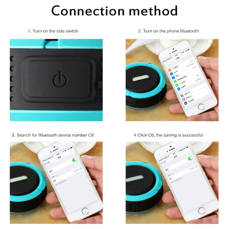 C6a Outdoor Chuck Wireless Bluetooth Car Speaker Suction Cup Speaker, Support TF Card