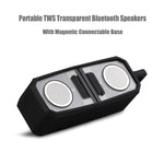 BT628 10W 휴대용 TWS 투명 블루투스 스피커 자석 연결 베이스 포함 아웃도어 스테레오 베이스 서브우퍼
