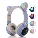 귀여운 고양이 귀 블루투스 5.0 헤드폰 접이식 온이어 스테레오 무선 헤드셋 마이크 / LED 라이트 / FM 라디오 / TF 카드, SYA00833501F, SYA00833501A, SYA00833501B, SYA00833501C, SYA00833501D, SYA00833501E
