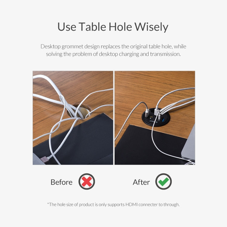 ORICO DESK-2U1C 데스크탑 전원 그로멧 다기능 허브