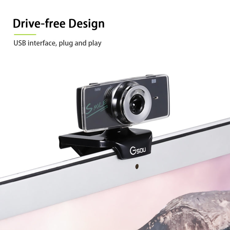 B01 HD 웹캠, 내장 마이크 포함 스마트 웹 카메라 USB 스트리밍 라이브 카메라, 소음 제거 기능 포함