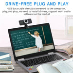B01 HD 웹캠, 내장 마이크 포함 스마트 웹 카메라 USB 스트리밍 라이브 카메라, 소음 제거 기능 포함