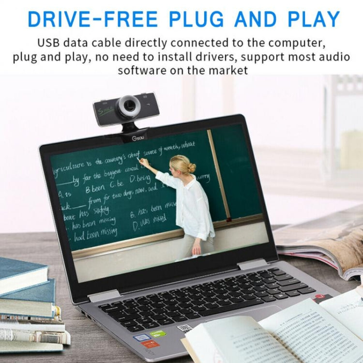 B01 HD 웹캠, 내장 마이크 포함 스마트 웹 카메라 USB 스트리밍 라이브 카메라, 소음 제거 기능 포함