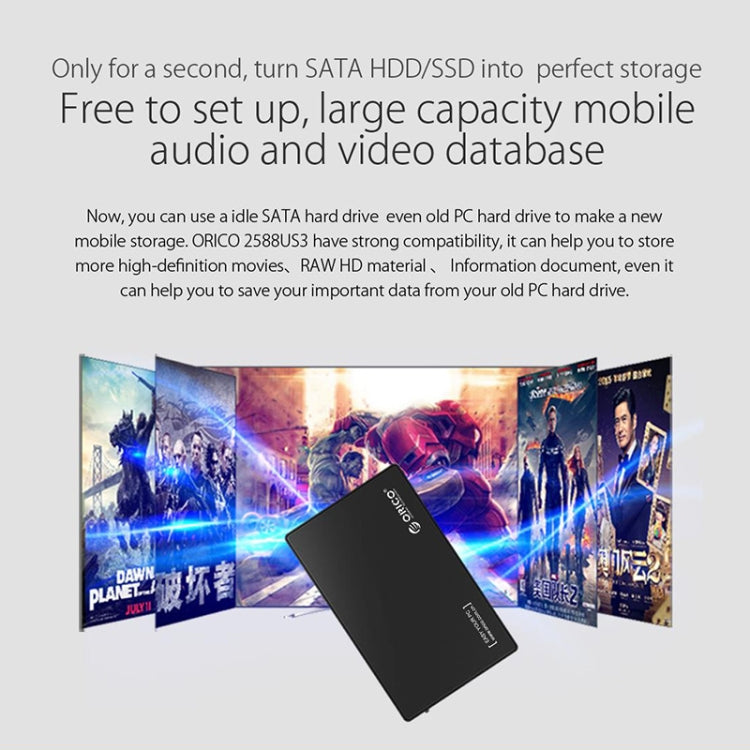 ORICO 2588US3-V1 2.5인치 USB3.0 하드 드라이브 인클로저, 실버, 레드, 블루, 블랙