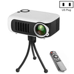 A2000 미니 휴대용 프로젝터 800 루멘 1080P 지원 LCD 50000시간 램프 수명 홈 시어터 비디오 프로젝터 파워 뱅크용, US 플러그